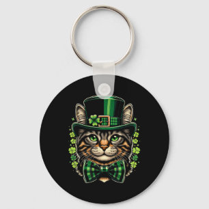Cat St Patricks Day Mannen Vrouwen Kinder Happy St Sleutelhanger