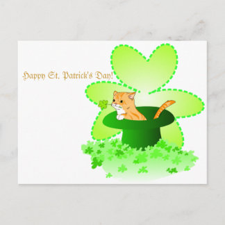 Cat St. Patrick's Day Postcard Briefkaart