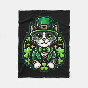 Cat St Patrick's Day Shamrock voor mannen Vrouwen  Fleece Deken