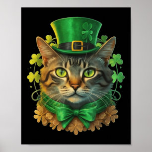 Cat St Patricks Patricks Day voor mannen Vrouwen K Poster