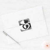 CAT staarten - liefde zwart wit Vierkante Sticker (Envelop)