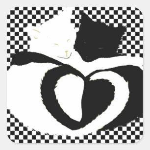 CAT staarten - liefde zwart wit Vierkante Sticker