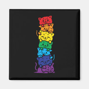 Cat Stack Rainbow Gay Pride Cute Lgbt Animal Pet L Magneet