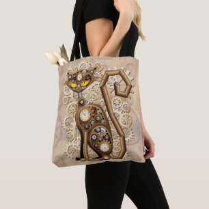 Cat Steampunk Retro Style Machine Draagtas