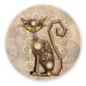 Cat Steampunk  Retro Style Machine Keramische Knop (Voorkant)