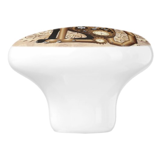 Cat Steampunk  Retro Style Machine Keramische Knop (Zijkant)