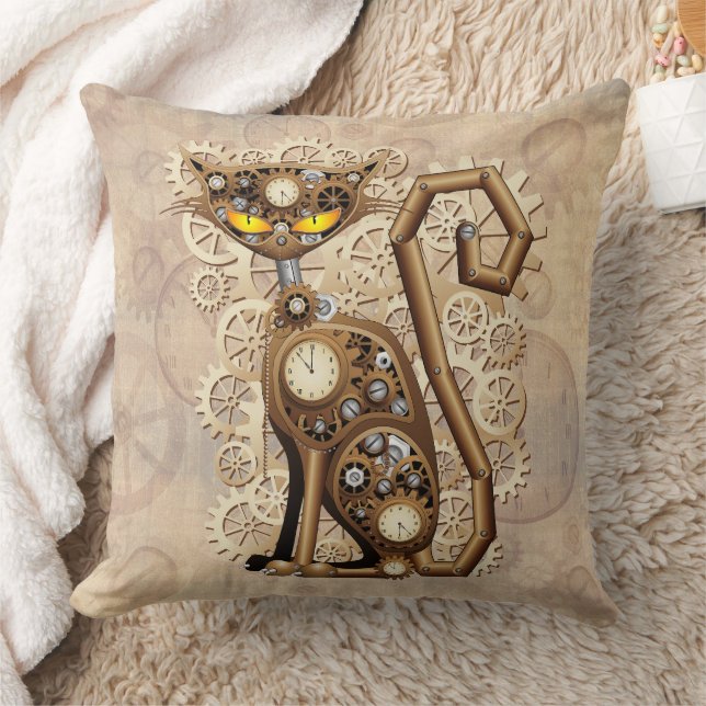 Cat Steampunk  Retro Style Machine Kussen (Deken)