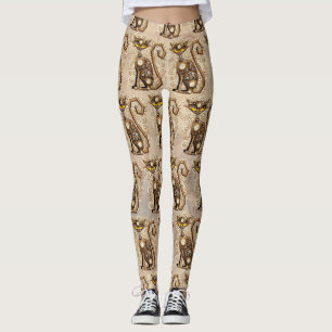 Cat Steampunk Retro Style Machine Leggings