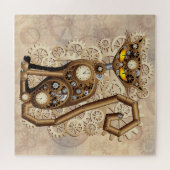 Cat Steampunk  Retro Style Machine Legpuzzel (Horizontaal)