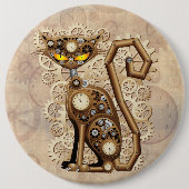 Cat Steampunk  Retro Style Machine Ronde Button 6,0 Cm (Voorkant)