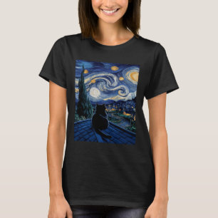 Cat Sterrennacht Van Gogh Cat Art Lover Funny Cat T-shirt