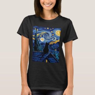 Cat Sterrennacht Van Gogh Cat Art Lover Funny Cat T-shirt