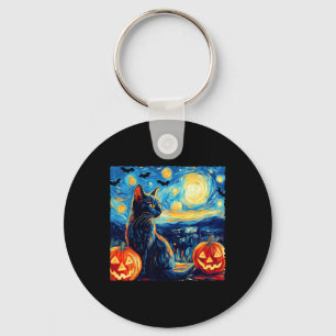 Cat Sterrennacht Van Gogh Cat Lover Bats Pumpkins Sleutelhanger