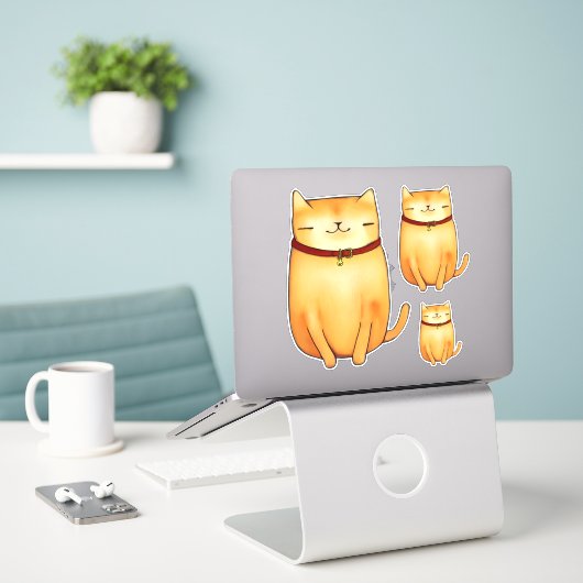Cat Sticker (Laptop op bureau)