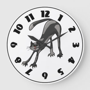 Cat Stretching Clock Grote Klok