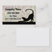 Cat Stretching Floral Background Visitekaartje (Voorkant / Achterkant)