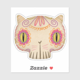 Cat Sugar Skull Catrina - Dag van de Doden Sticker
