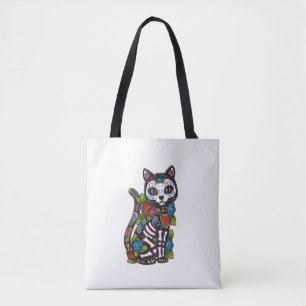 Cat Sugar Skull Mexico Calavera Dia de Los Muertos Draagtas