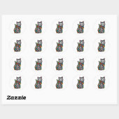 Cat Sugar Skull Mexico Calavera Dia de Los Muertos Ronde Sticker (Vel)