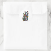 Cat Sugar Skull Mexico Calavera Dia de Los Muertos Ronde Sticker (Tas)