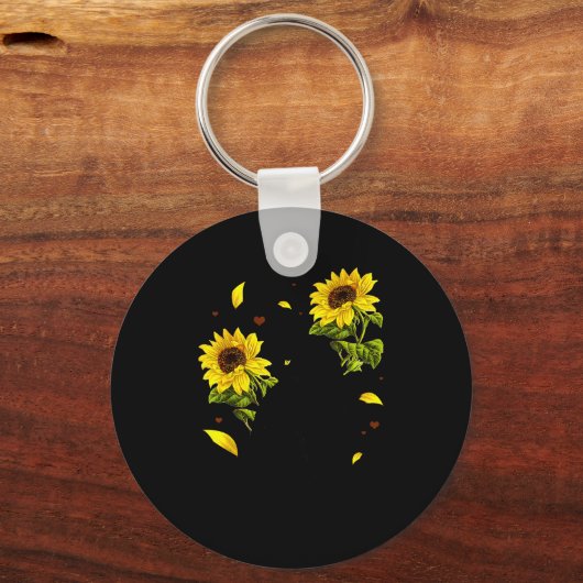 Cat Sunflower Christmas Tree Sun Flower Cat Lover Sleutelhanger (Voorkant)