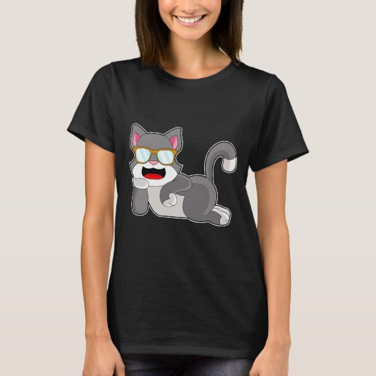 Cat Sunglazen T-shirt (Voorkant)