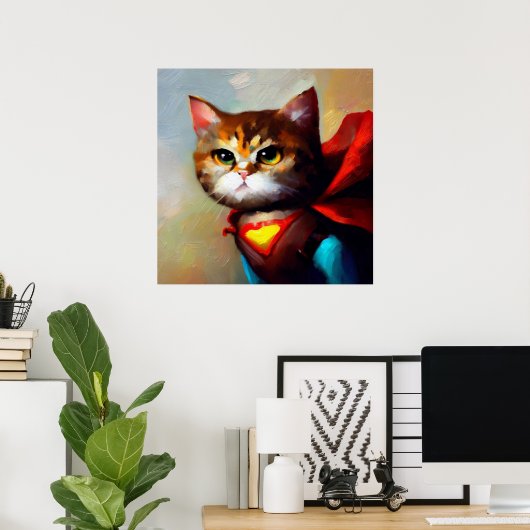 Cat Superheld Poster (Thuiskantoor)