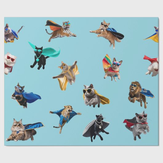 Cat Superheroes Cadeaupapier (Zoom)