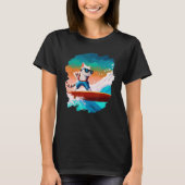 Cat Surfing Surfer Riding Wave Ocean Artistic Cool T-shirt (Voorkant)