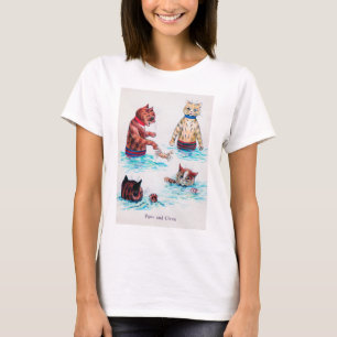 Cat Swimming at the Beach, Louis Wain T-shirt