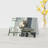 Cat Sympathy Card met grijze en witte kat Kaart (Gele Bloem)