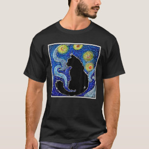 Cat T, Sterrennacht Cat, Womens Cat, Van Gogh Cat T-shirt