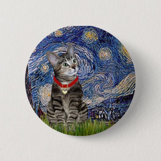 CAT (Tabby2) — Sterrennacht Ronde Button 5,7 Cm (Voorkant)
