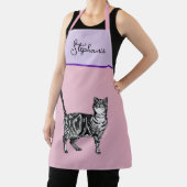 Cat Tabby Pastel Katten Vrouwen Lichtroze Lavander Schort (Insitu)