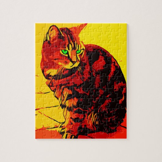 CAT TABBY WATERCOLOR JIGSAW Puzzle (Vertical)