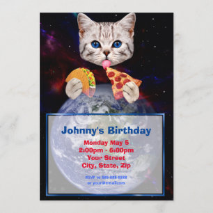Cat, Taco en Pizza Invitation Kaart
