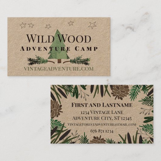 Cat Tail Pinecones Pine Tree Theme Visitekaartje (Voorkant / Achterkant)