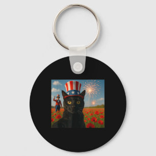 Cat Talking Een Selfie Vuurwerk 4 Juli Patrioti Sleutelhanger