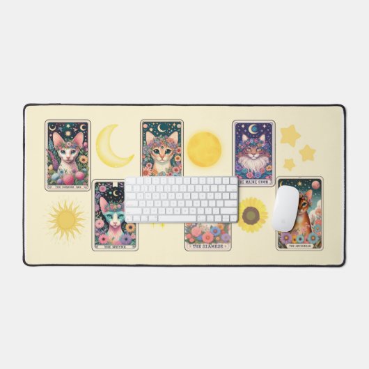 Cat Tarot Card Desk Mat (Clavier et souris)