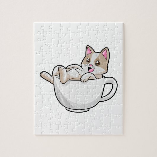 Cat Tea cup Legpuzzel (Verticaal)