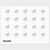 Cat Tea cup Ronde Sticker (Vel)