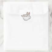 Cat Tea cup Vierkante Sticker (Tas)
