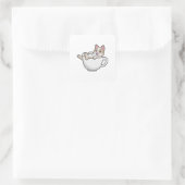 Cat Tea cup Vierkante Sticker (Tas)
