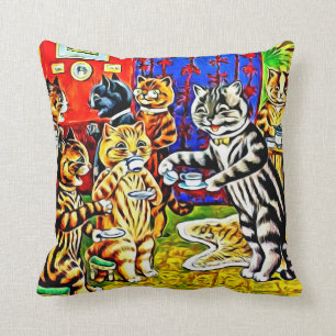 "Cat Tea Party" gestileerde Louis Wain Cats Pillow Kussen
