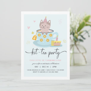 Cat Tea Party   Kit-Tea Party uitnodiging