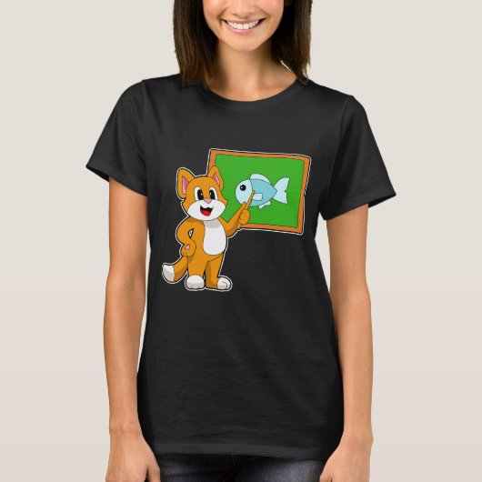 Cat Teacher Pointer Fish T-shirt (Voorkant)