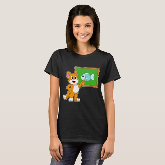 Cat Teacher Pointer Fish T-shirt (Voorkant volledig)