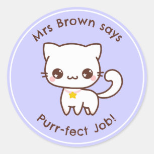 Cat Teacher Reward Stickers gepersonaliseerd in Ka