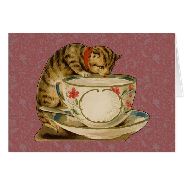 Cat Teacup Schattige  Victoriaans (Voorkant Horizontaal)