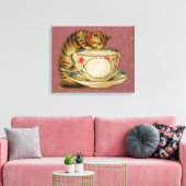 Cat Teacup Schattige Victoriaans Canvas Afdruk (Insitu (Woonkamer))